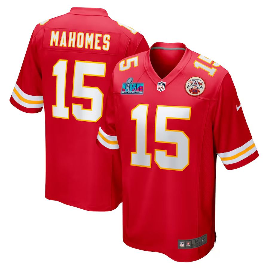 Men Kansas City Chiefs 15 Patrick Mahomes Nike Red Super Bowl LVII Patch Game NFL Jersey